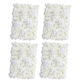 4pcs Artificial Flower Wall Panel Home Wedding Venue Floral Decor Cream