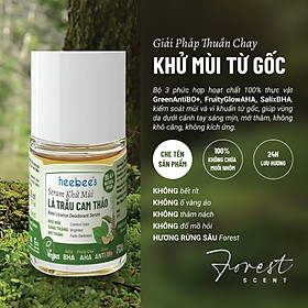 Serum Khử Mùi Thảo Dược Thuần Chay Lá Trầu Cam Thảo Heebee’s Lăn Khử Mùi, Dưỡng Sáng, Mờ Thâm, Ngăn Mùi 12H 30ml