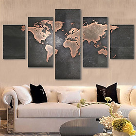 5pcs Modern Canvas Home Wall Decor Art Painting Picture Print Unframed World Map