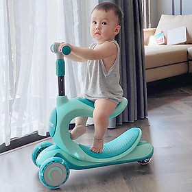 Xe trượt scooter 808 màu xanh cho bé bánh to phát sáng chịu lực 150kg