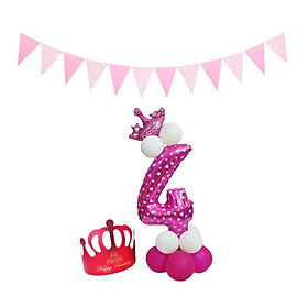 1 Set Happy Birthday Number Balloons Heart w/ Pennant Wedding Party Decor 1