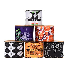 6 Rolls Halloween Ribbon Wired Edge Ribbon for Gift Wrapping Crafts Party