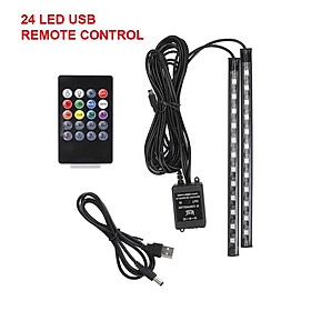 Đèn LED 24/36/48 bóng trang trí xe hơi kèm remote điều khiển