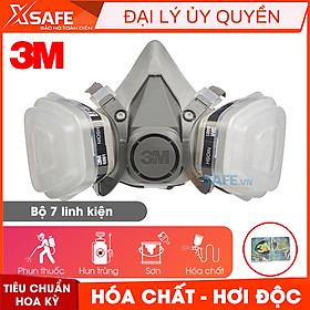 Mua Mặt nạ phòng độc 3M 6200 kèm 7 món  2 phin lọc hơi hữu cơ 6001 Chống bụi  chống hóa chất  phun sơn  phun thuốc - Chính hãng  XSAFE  6200-6001-5N11-501 