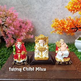 Mua Bộ 03 tượng Thần Tiền - Thần Tài - Thổ Địa size 4.5cm tặng kèm đế đôn tượng cho Thần Tiền decor decor phòng Giàu có Quà tặng Đồ trang trí