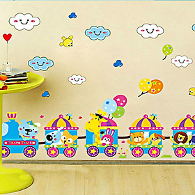 DECAL DÁN TƯỜNG ĐOÀN TÀU THÚ NGỘ NGHĨNH ĐÁNG YÊU CHO BÉ