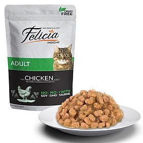 Pate Vị Gà Cho Mèo Trưởng Thành Felicia Adult Cat Chicken In Jelly Gói 85g - Xuất Xứ Litva Châu Âu