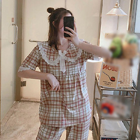 Bộ Đồ Ngủ Pijama Ngắn Tay In Họa Tiết Dễ Thương Dành Cho Nữ