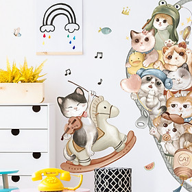 Mua Sticker Giấy Dán Tường Decal Dán tường Tranh Dán Tường Trang Trí Tường Mẫu Gia Đình Nhà Mèo ZDB-2555