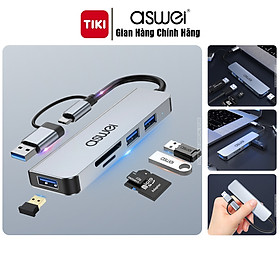 Mua Hub Type C Và Hub USB ASWEI 5 in 1 To USB 3.0  SD  TF - Hàng Chính Hãng