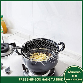 Mua Rổ Giỏ Nhúng Inox Đa Năng Chiên Rán Luộc Hấp - Tặng Miếng Rửa Bát Silicon - Free Ship Toàn Quốc