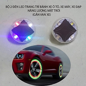 Bộ 2 đèn led năng lượng mặt trời nhiều màu trang trí bánh xe ôtô, xe máy, xe đạp