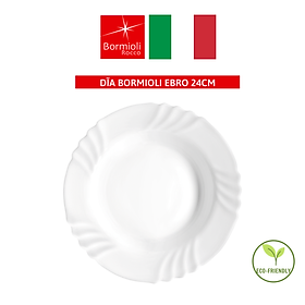 Dĩa súp tròn sứ thủy tinh cao cấp Bormioli Ebro 24cm - Hàng chính hãng, nhập khẩu tại Ý