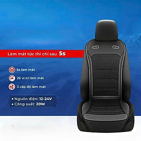Lót ghế ô tô có quạt thông gió 3 chế độ - 24 lỗ thông gió thoáng mát vượt trội, lái xe dễ chịu - đen