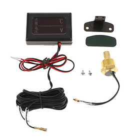 Universal Car LCD Digital LED Water Temp Gauge Voltmeter w/ 10mm Head Sensor