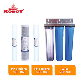 Bộ lọc thô đầu nguồn 20 inch Robot RAW-23PCP - 3 lõi lọc thô - Hàng chính hãng