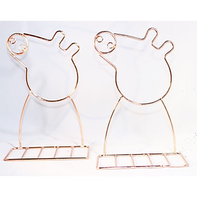 Giá Chặn Sách Kim Loại Để Bàn Hình Heo Peppa - Màu Đồng (Bộ 2 Cái)