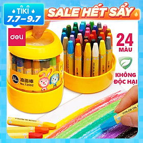 Bút màu sáp dầu học sinh hộp nhựa Deli - 12/18/24 màu - 72090/72091/72092