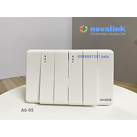 Mua Bộ công tắc 4 hạt dài tràn viền Novalink A6-05 - Công tắc điện 1 chiều cao cấp  màu trắng sứ  An Toàn  Bền Bỉ