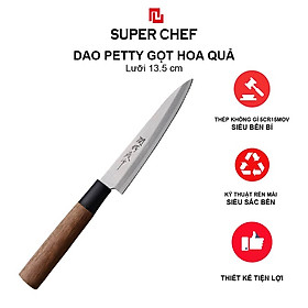 Dao Gọt Trái Cây Cán Gỗ Chính Hãng Super Chef Tiêu Chuẩn Dao Petty Nhật Siêu Sắc Bén, Lâu Cùn, Thép 5Cr15MoV Cao Cấp Không Gỉ Sét, An Toàn Vệ Sinh Cứng Cáp ( Lưỡi Dài 13.5cm)