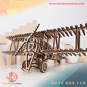 Mô hình gỗ chuyển động - Máy bay biplane