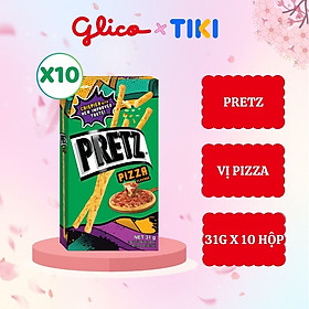 Bánh que nướng giòn vị pizza GLICO Pretz Pizza Flavour 31g (Combo 10 hộp)