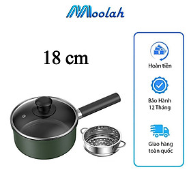 Mua Nồi Hấp 2 Tầng Chống Dính Cao Cấp Vân Đá Hoa Cương Dung Tích 1.3L Kèm Xửng Hấp Inox Tiện Lợi Vung Kính Dày Dặn Bộ Nồi Chảo Cho Bé Ăn Dặm Quấy Bột Cho Bé Đáy Từ Dùng Mọi Loại Bếp Đường Kính 16cm 18cm Bắt Nhiệt Đều - ML016