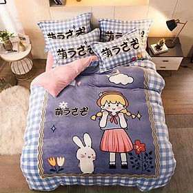Bộ chăn ga gối nỉ nhung tuyết mịn cao cấp 5D
