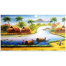 Mua Tranh đính đá Làng Quê Yên Bình (75x50cm) chưa đính đá