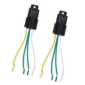 2x40A 12VDC 4 Pin Changeover Relay Nomally Closed Prewired Base Socket Car