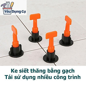 Hình ảnh Ke cân bằng lát gạch tái sử dụng, Dụng cụ ốp lát gạch men. 1 gói 50 cái ke + 1 cờ lê-tái sử dụng nhiều lần