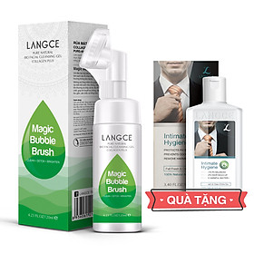 Cọ Massage Rửa Mặt Sáng Da Collagen+ Thải Độc Tố Kiềm Dầu 120ml cho Nam TẶNG Gel Vệ Sinh Vùng Kín Nam 100ml LANGCE