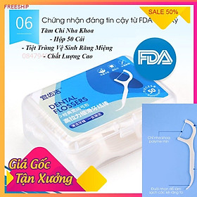 Mua Hộp 50 cây tăm nha khoa nhỏ gọn mang đi  Tiệt Trùng Vệ Sinh Răng Miệng Chất Lượng Cao  àm sạch cặn bẩn ở các kẽ răng to