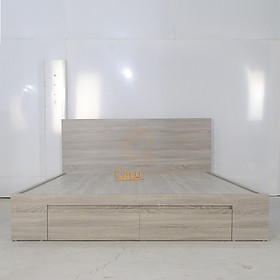 Mua GIƯỜNG NGỦ GỖ MDF PHỦ MELAMINE MÀU XÁM VÂN GỖ CAO CẤP