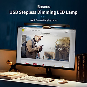 Baseus Screen Hanging Lamp Computer Monitor Screen Hanging Lamp Office LED Desk Lamp USB Stepless Dimming LED Lamp Black