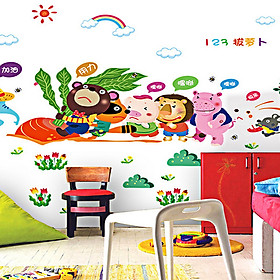 Decal dán tường gấu nhổ cà rốt ngộ nghĩnh sk9037