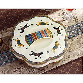 Mua Khay đựng mứt  bánh kẹo nhiều ngăn họa tiết con ngựa mang phong cách tân cổ điển sang trọng CB05-KM.