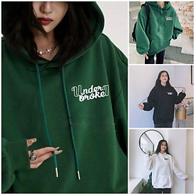 Áo Hoodie Phối Túi Chữ Under Broke Form Rộng Unisex Hàn Quốc - Khoác Nỉ Nam Nữ Có Nón Mũ Chống Nắng - Thu Đông