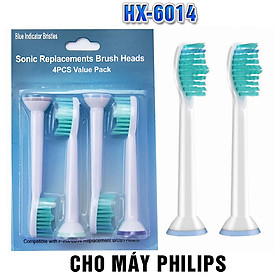 Cho máy Philips Sonicare, Bộ 4 đầu bàn chải đánh răng điện HX-6014, dòng máy HX3, HX6, HX7, HX8, HX9, R, FlexCare +, FlexCare, HealthyWhite, HydroClean, EasyClean, DiamondClean-Phá tan mảng bám, cho răng sáng bóng