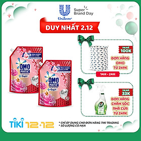 Combo 2 Túi Nước Giặt OMO Matic Comfort Hương Hoa Hồng (2.3kg/Túi)