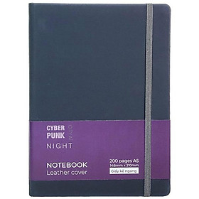 Sổ bìa da a5 - kẻ ngang 200 trang 80gsm - cyber punk - the sun 04 - màu đen