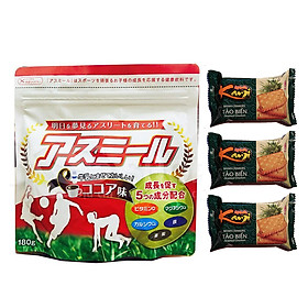 Sữa Asumiru Nhật Bản 180g - Vị cacao ( cho bé 3-16 tuổi ) – Phát triển chiều cao, trí não; tăng sức đề kháng và khả năng miễn dịch – Tặng 03 bánh Crakers tảo biển