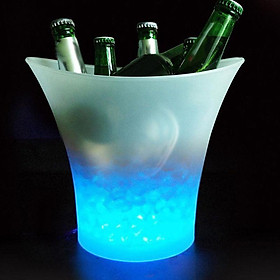 5L Glowing LED Ice Bucket Blue Light Champagne Wine Drink Beer Ice Cooler for KTV Party Bar