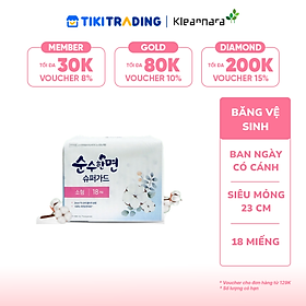 Băng vệ sinh KleanNara Soonsoohanmyeon Superguard siêu mỏng (Size S: 23 cm, 18 miếng/gói)