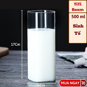 Ly cốc thủy tinh vuông siêu chịu nhiệt dung tích 250/400/480ml uống nước cafe sinh tố cao cấp decor