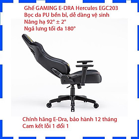 Mua Ghế gaming E-DRA Hercules EGC203 V2 Black - Ghế game tốt - Chất liệu da PU và Foam cao cấp - Hàng chính hãng