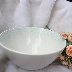 Mua Tô Sứ Trắng Viền Chấm Bi Cao - Sâu Lòng- Đựng Cơm/Soup/Lagu - Phong cách Nhật Sang Trọng