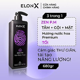 Dầu gội ELONX ZEN P.M dầu gội 3 in 1 nam dầu gội hương nước hoa dầu gội đầu nam thơm lâu sữa tắm gội (tối - 680gr)