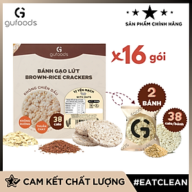Bánh gạo lứt GUfoods (300g) - Không chiên dầu, Không đường, Từ gạo và ngũ cốc nguyên hạt, Lành mạnh, Phù hợp Eat clean, Ăn vặt healthy, Thực dưỡng, Tập gym, Thuần chay, Đa dạng hương vị - Vị yến mạch