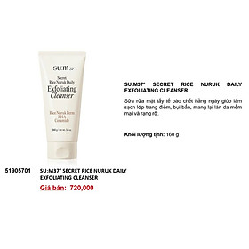  Sữa rửa mặt gạo tạo bọt Su:m37 Secret Rice Nuruk Daily Exfoliating Cleanser 160g